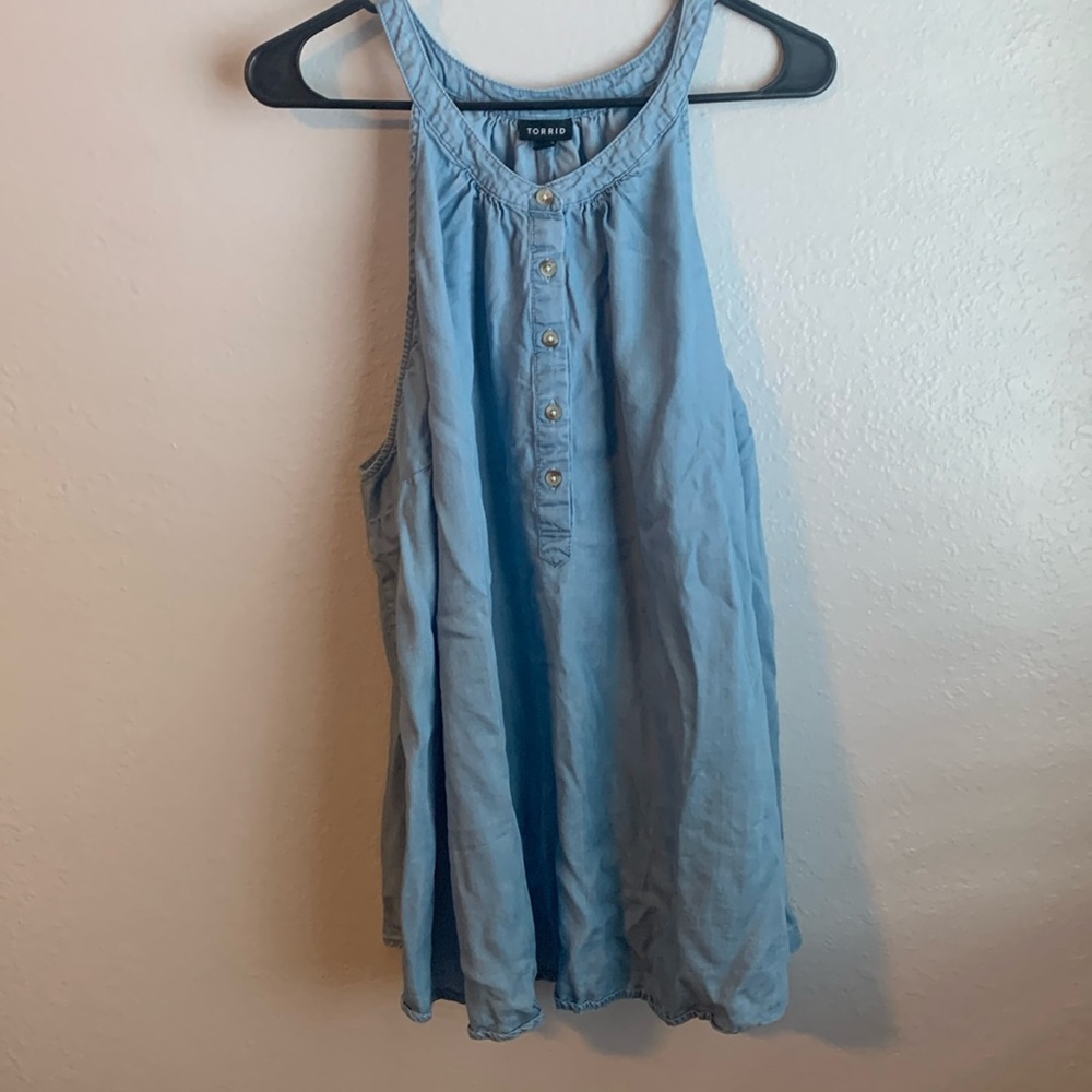 Torrid Chambray Halter Button Tank 3x